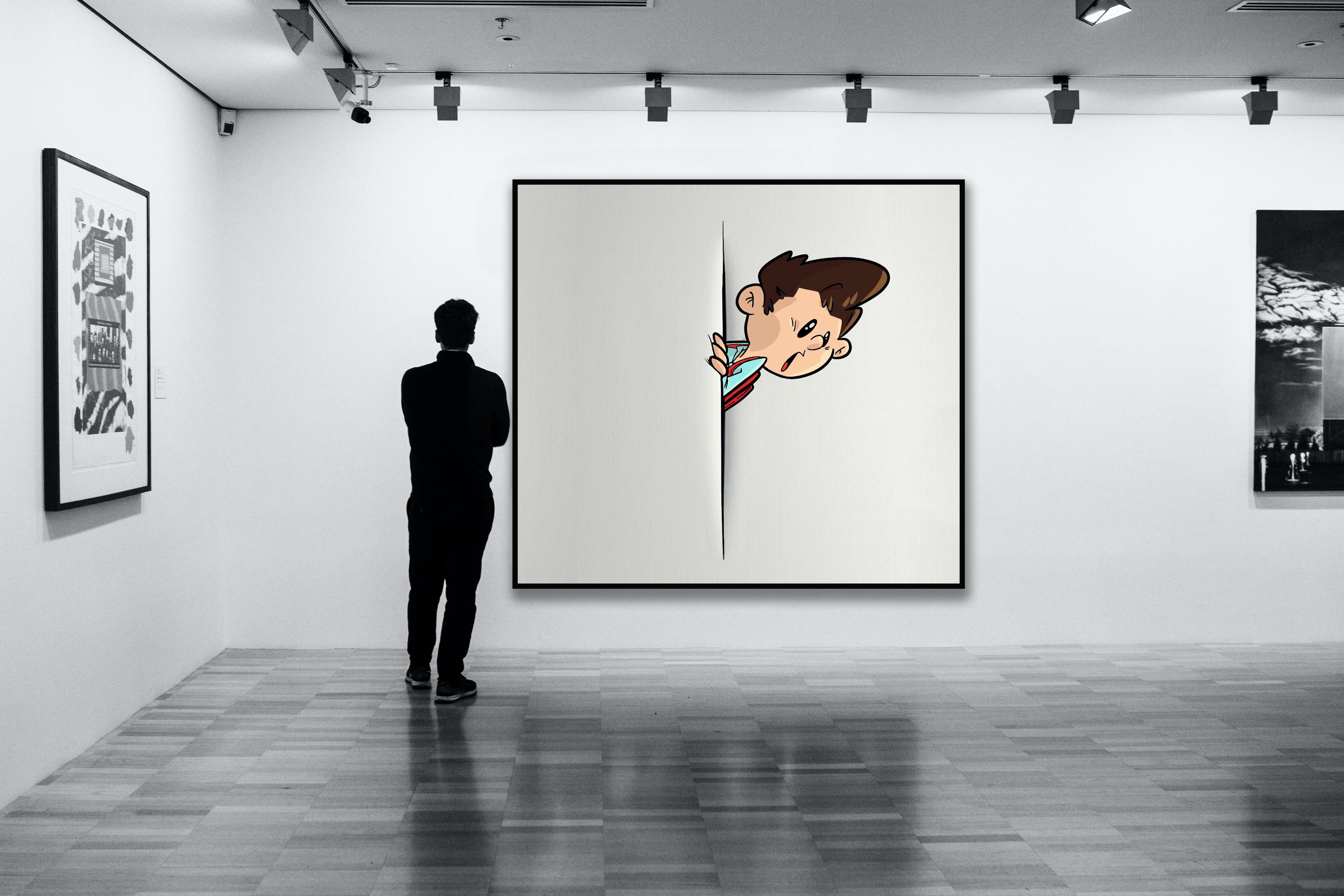 Picture of a man looking at a painting